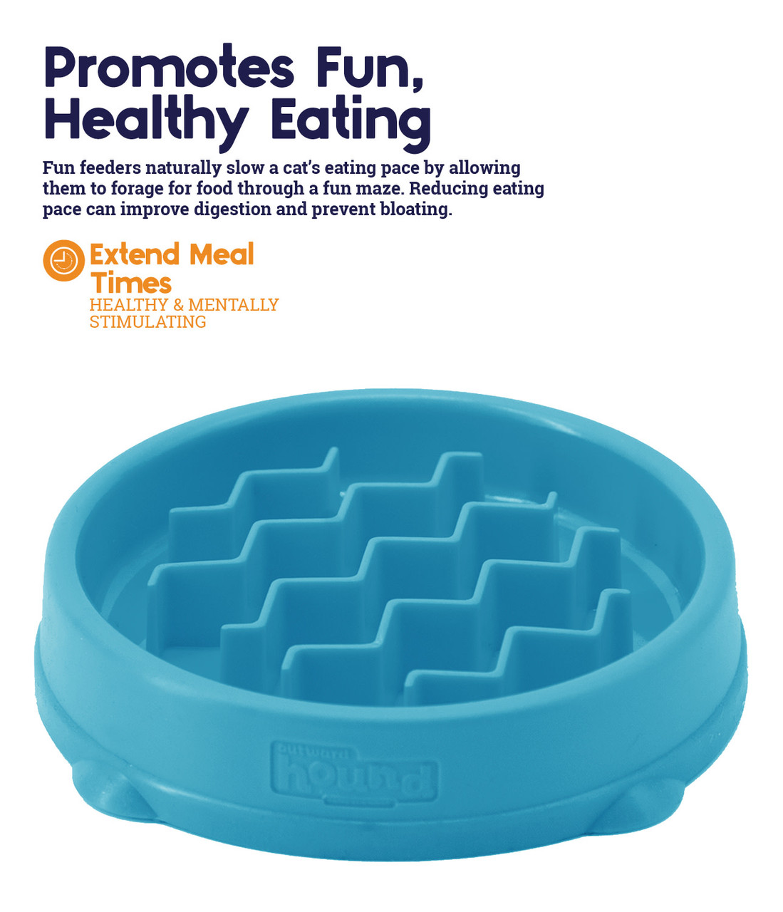 Outward Hound Fun Feeder Slo Bowl, Slow Feeder Dog Bowl, Medium/Mini, Blue