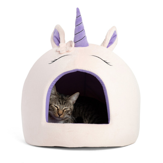 Meow Hut Unicorn Cat Bed, Pink