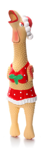 Squawkers Holiday Rubber Chicken Dog Toy
