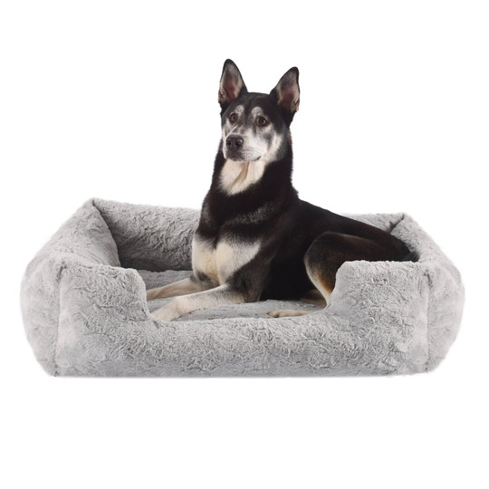 Soothe & Snooze Lounge Lux Dog Bed, Grey, 36X27