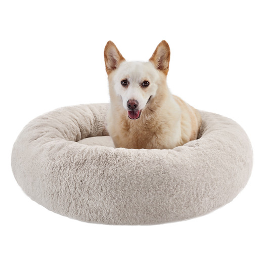 SnuggleSoft Faux Fur Pet Bed, Brown, 30X30