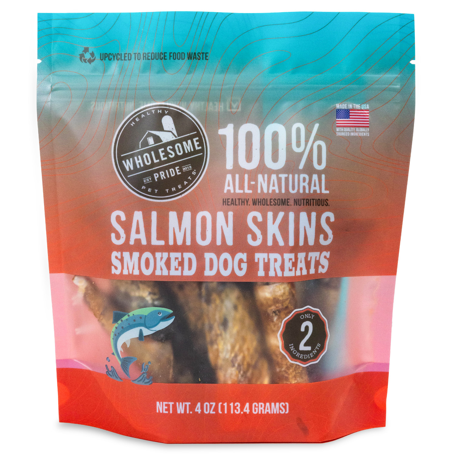 Wholesome Pride Smoked Salmon Skins Dog Treats, 4oz Outward Hound