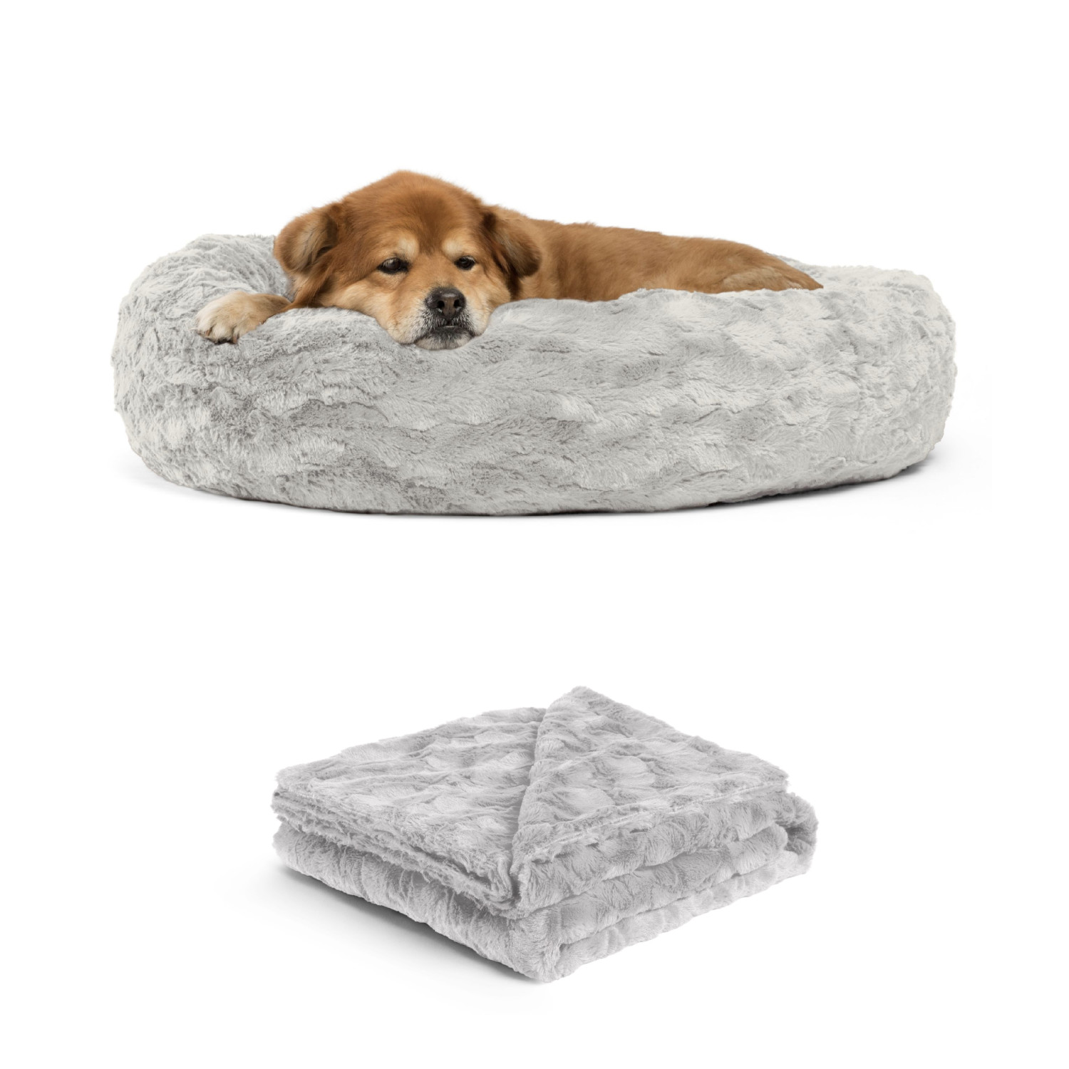 Product image for 2 Piece Bundle: Donut Lux Bed, Throw Blanket Cat & Dog Bundle Set, 30x30