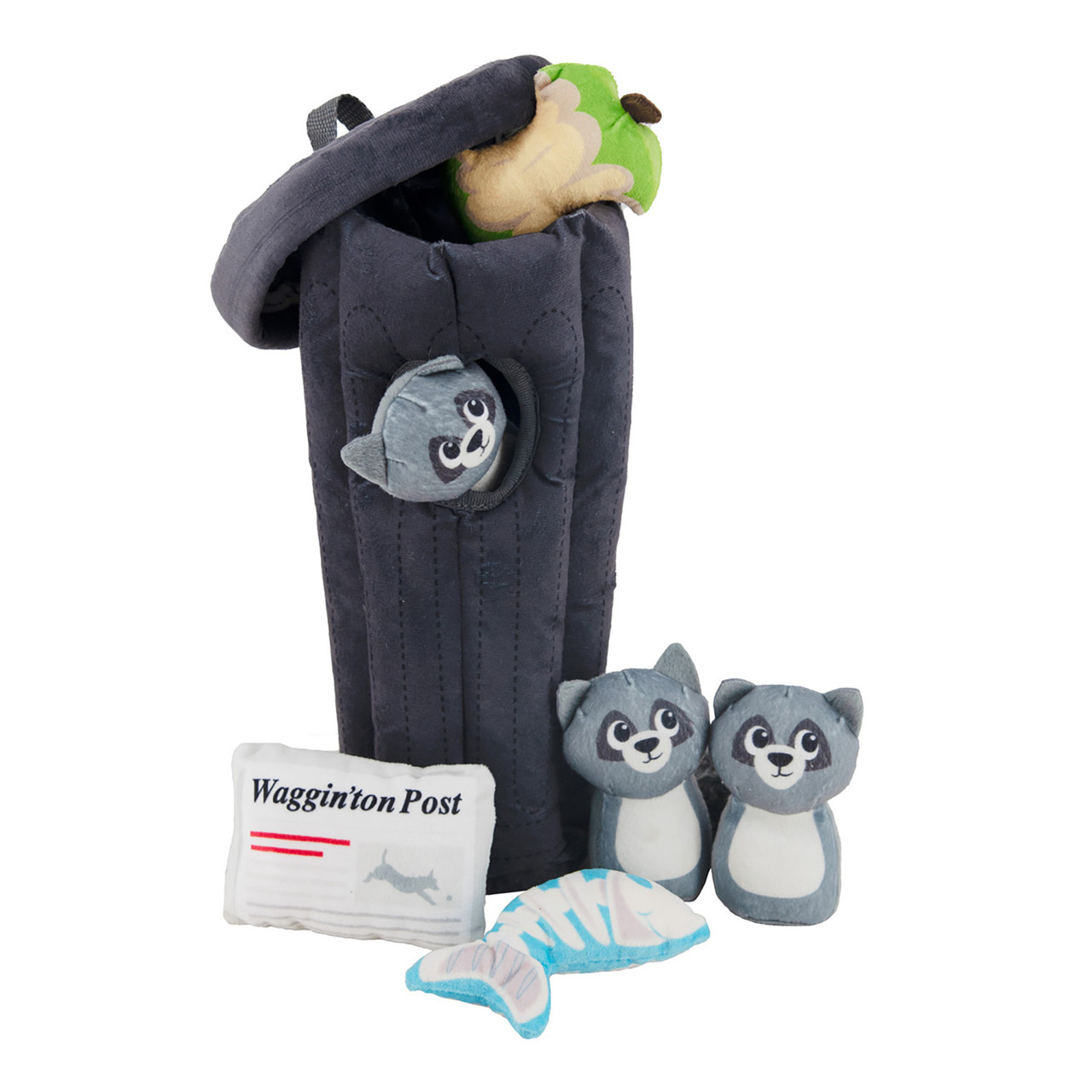 Product image for Hide A Raccoon Plush Dog Toy Puzzle, Grey