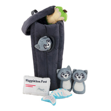 Product image for Hide A Raccoon Plush Dog Toy Puzzle, Grey