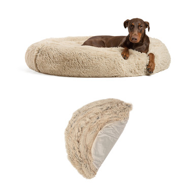 Product image for 2 Piece Bundle: Donut Shag Bed, Shell Cover, Taupe, 45X45