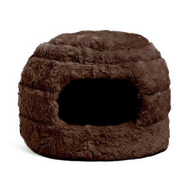 Product image for 2-in-1 Honeycomb Ilan Hut Cuddler Cat and Dog Bed, Dark Chocolate