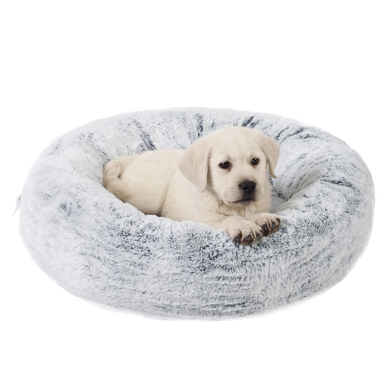 Product image for SnuggleSoft Faux Fur Pet Bed, Grey, 23X23