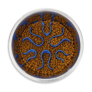 Outward Hound Fun Feeder Slo Bowl, Blue view 2
