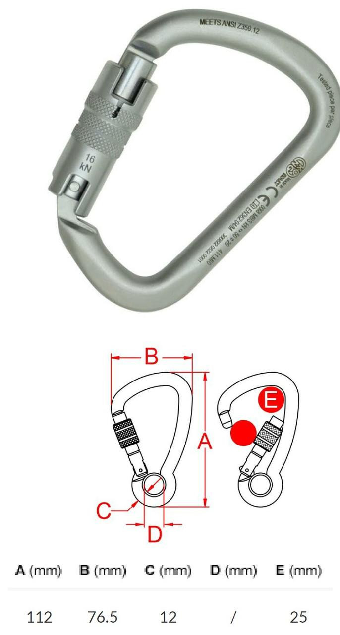 ANSI XL Steel Twist Lock Carabiner White | J.Racenstein