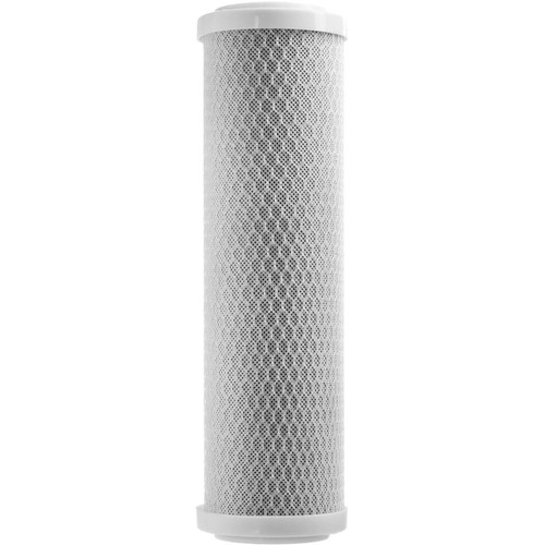 ProTool Carbon Filter 4.5in x 20in Housing 5 Micron Sediment Filter, cylindrical water filter with white housing and perforated surface for sediment removal.