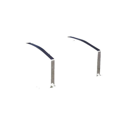 ProTool Bands for 100gal Rectangle Tank, Pair of rectangular tank support bands with curved black sections and silver metal brackets for secure installation.