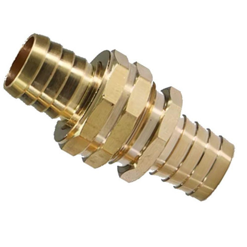 J.Racenstein Hose Barb 3/4in-3/4in Garden Hose Male and Female Set, brass hose barb fittings for garden hoses, with threaded male and female connectors.