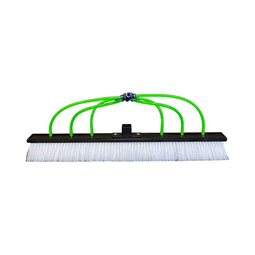 ProTool 24in Solar Brush White Bristle, cleaning tool with long white bristles and green hoses for solar panel maintenance.