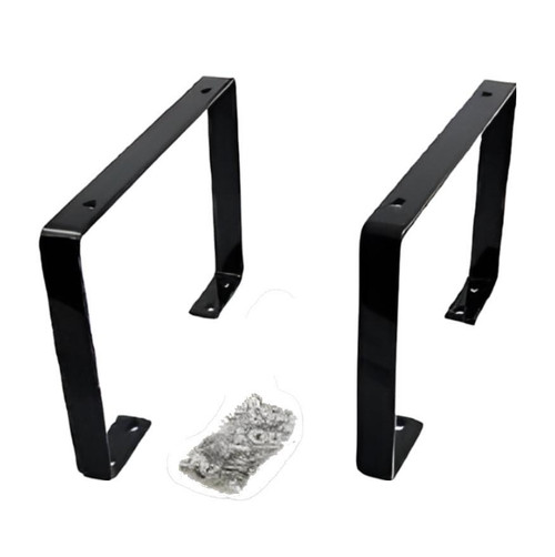 J.Racenstein Stacking Kit Black Powder Coated Titan, metal stacking kit with two black powder-coated metal brackets and a cleaning cloth.