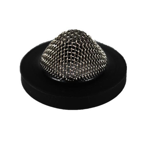J.Racenstein GH Washer w/30 Mesh Screen, stainless steel mesh filter on a black rubber base.