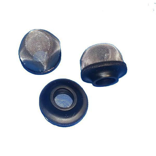 J.Racenstein Tank Screen Strainer 1/2in FPT 50 mesh, stainless steel screen filters for tanks, with rubber gaskets for secure fitting.