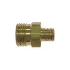 PressurePro M22 14MM Male to 1/4in Male NPT Brass, metal connector fitting with threaded ends for pressure gauge or hose attachment.