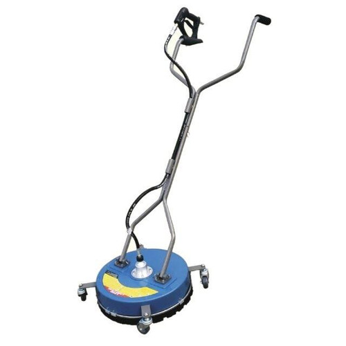 PressurePro Surface Cleaner 18in 4500 PSI, 5 GPM, industrial pressure washer surface cleaner with a blue circular body and adjustable handle for cleaning large surfaces efficiently.