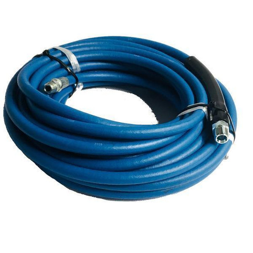 ProTool Hose for Solar Brush, 50ft blue flexible hose with 1/4-inch one end and 3/8-inch on the other end, suitable for solar cleaning equipment.