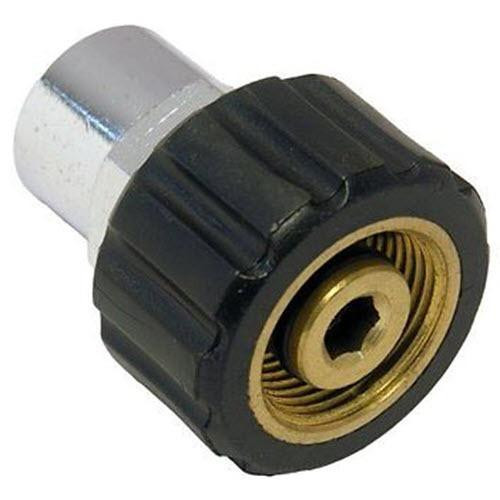PressurePro M22 14MM Twist to 3/8in Female NPT, hydraulic fitting with metallic and black plastic components for pressure connection.