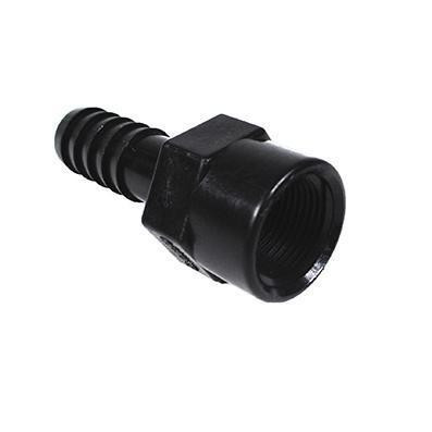 ProTool Hose Barb Banjo 3/4in to 3/4in FNPT, black plastic quick connect fitting with hose barb and threaded end.