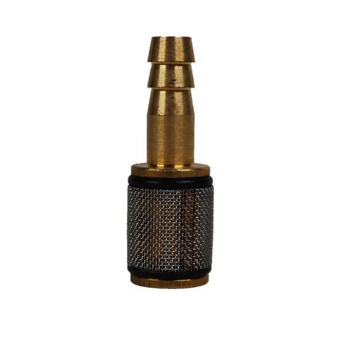 J.Racenstein Brass 1/4in PickupLine ChemFilter without connector, metal filter with a brass fitting, used for plumbing or chemical filtration systems