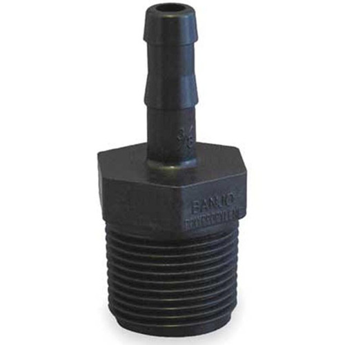 ProTool Hose Barb 1/2in M Thread x 3/8in, black hose barb fitting with threaded end for connecting hoses and pipelines.