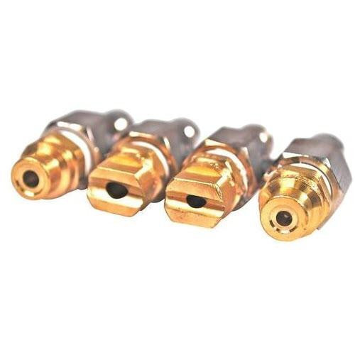 ProTool 4 Tip Chem Nozzle 0025 0050 2525 2550, set of four precision nozzles with gold and metallic finishes, designed for chemical dispensing applications.