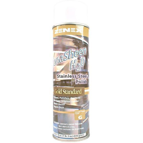 ProTool Stainless Steel Cleaner 20oz Aerosol, can of stainless steel polish with gold and silver label design.