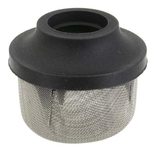 J.Racenstein Ball Strainer Tank Screen 1/2in X-Jet, black plastic and stainless steel filter screen for tanks.