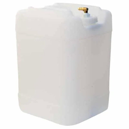 J.Racenstein X-Jet Pail System, white large plastic container with a brass fitting on top for fluid dispensing.