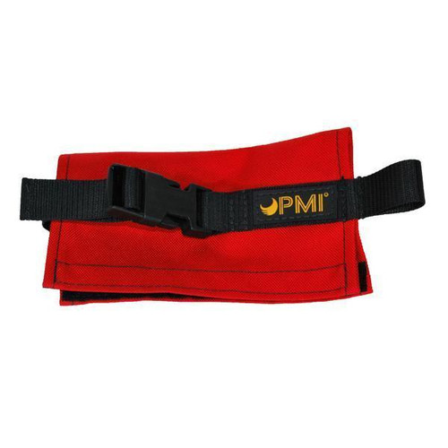 J.Racenstein Rappel Rack Bar Tender Pouch PMI, red and black bar tool organizer with adjustable strap and buckle.
