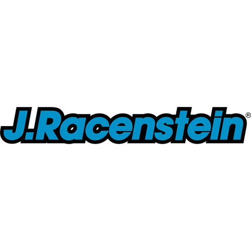 J.Racenstein Sticker Large, bold blue text on a black background.