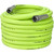 J.Racenstein Garden Hose 100ft x 5/8in Flexzilla, bright green flexible garden hose coiled with gray fittings.