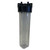 ProTool Filter Housing 4.5in x 20in with Clear Sump, a transparent cylindrical water filter housing with black top and inlet/outlet ports for water filtration systems.