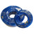 ProTool Hose 3/8in Blue Braided, coiled blue braided hydraulic hose in two sizes with brass fittings, wrapped in protective plastic.