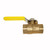 ProTool Ball Valve 1/2in Brass Pro, brass ball valve with yellow handle for controlling water flow.