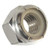 J.Racenstein Nut 1/4-20 Nylon Insert SS, close-up view of a stainless steel hex nut with nylon insert for secure fastening.