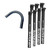 J.Racenstein Gutter Pole Gardiner 38ft Carbon Fiber, gutter cleaning poles with four black extension poles and one curved blue carbon fiber pole for easy gutter maintenance.