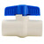 ProTool Ball Valve 1/2in PVC for Softwashing Wands, blue and white plastic ball valve with a blue handle for controlling water flow in softwashing wands.
