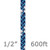 Teufelberger Rope KMIII 1/2in 600 Ft Blue, a close-up view of blue and white braided rope with specifications indicating 1/2 inch diameter and 600 feet length.
