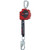 DBI/Sala Self Retracting Lifeline 20ft Rebel Web, image of a red and black personal fall arrest safety device with a retractable web and carabiner for fall protection.