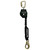 J.Racenstein Lanyard Retractable Cable 10ft Single, black retractable lanyard with a gold-colored carabiner clip and a black protective cover, designed for holding and extending ID badges or keys.