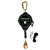 J.Racenstein Lanyard Retractable Cable 30ft Single, black retractable safety lanyard with a gold carabiner and black cord for fall protection and safety.