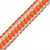 Teufelberger Rope KMIII 1/2in Orange, close-up image showing the braided orange and white synthetic rope in a diagonal orientation.