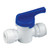 ProTool 1/2 Inch Push Fit Ball Valve, white plastic ball valve with blue lever handle for plumbing and fluid control.