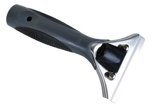 Ettore Handle ProGrip Quick Release Stainless Steel Ettore, close-up of the ergonomic black plastic handle with stainless steel components for easy grip and quick release.