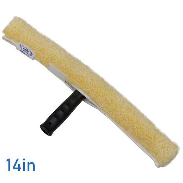 Ettore T-bar and Golden Glove Sleeve 14in Ettore, yellow cleaning roller with black handle for wall cleaning or painting prep, 14-inch length