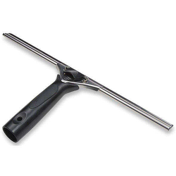 Ettore Pro+ Squeegee Complete 18in Ettore Stainless, professional window cleaning squeegee with a stainless steel blade and ergonomic black handle.